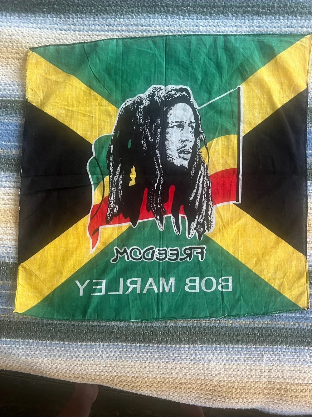 Bob Marley Freedom Square Scarf in Green, Yellow, Black